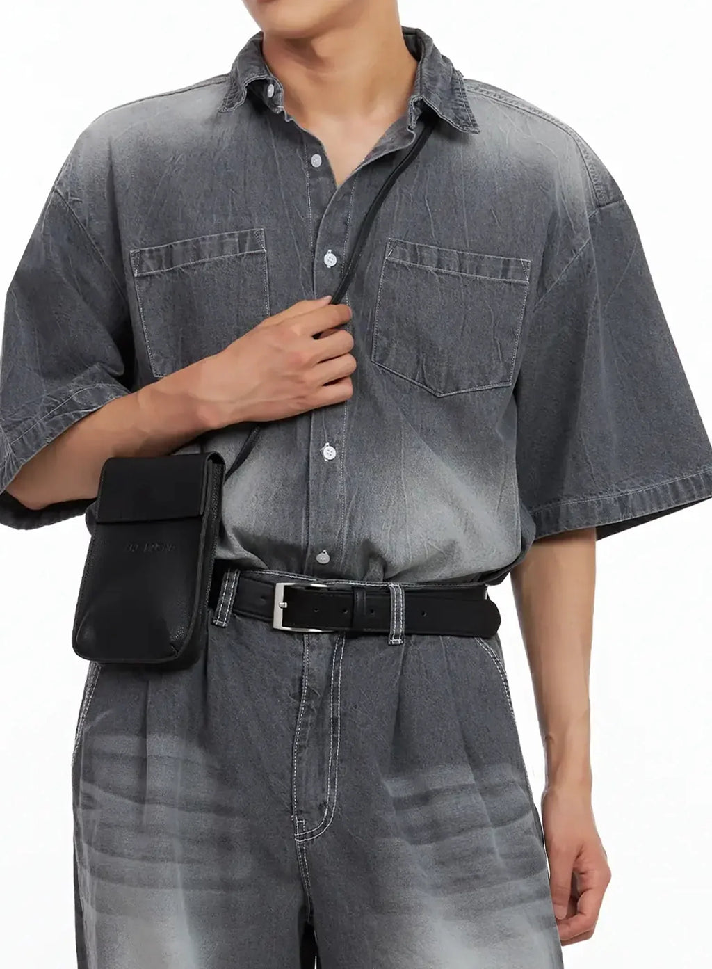 Men's Everyday Black Shoulder Bag IL516