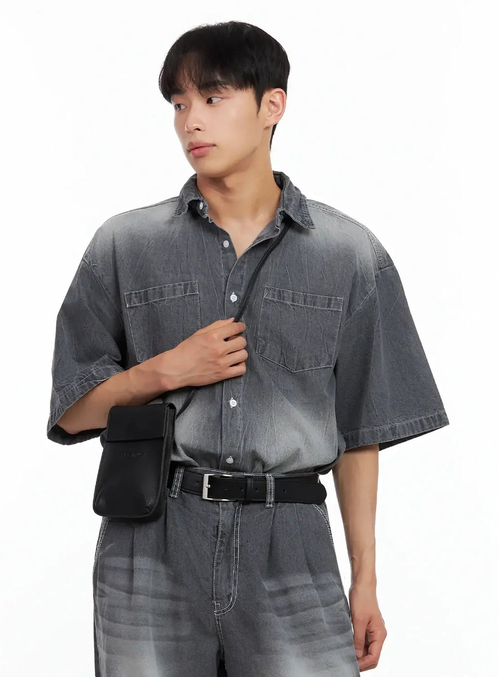 Men's Everyday Black Shoulder Bag IL516