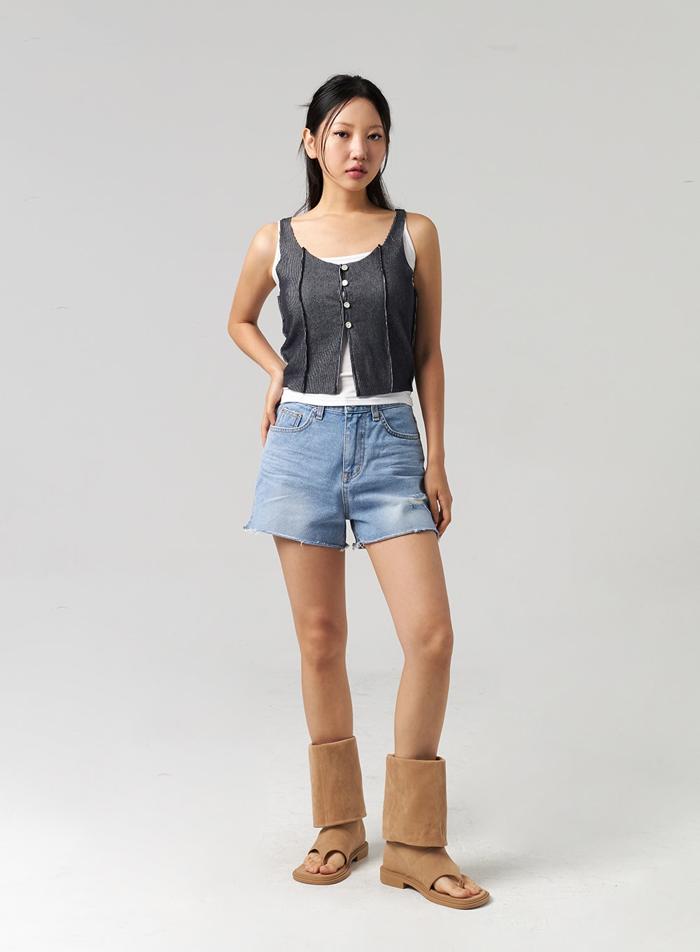 Knee-High Cut Toe Boots CL310