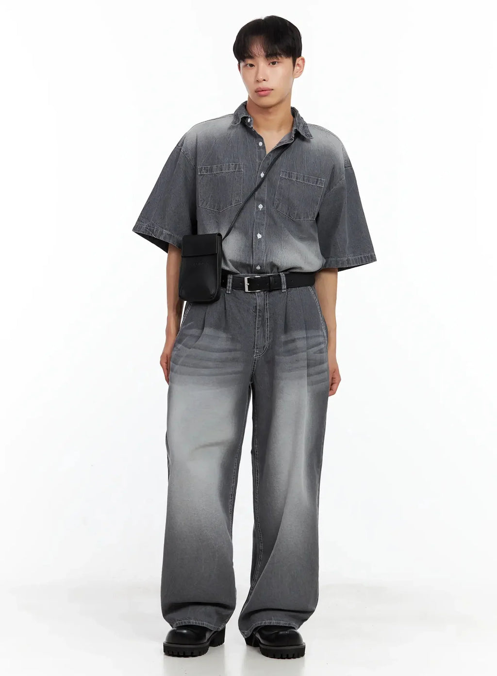 Men's Everyday Black Shoulder Bag IL516