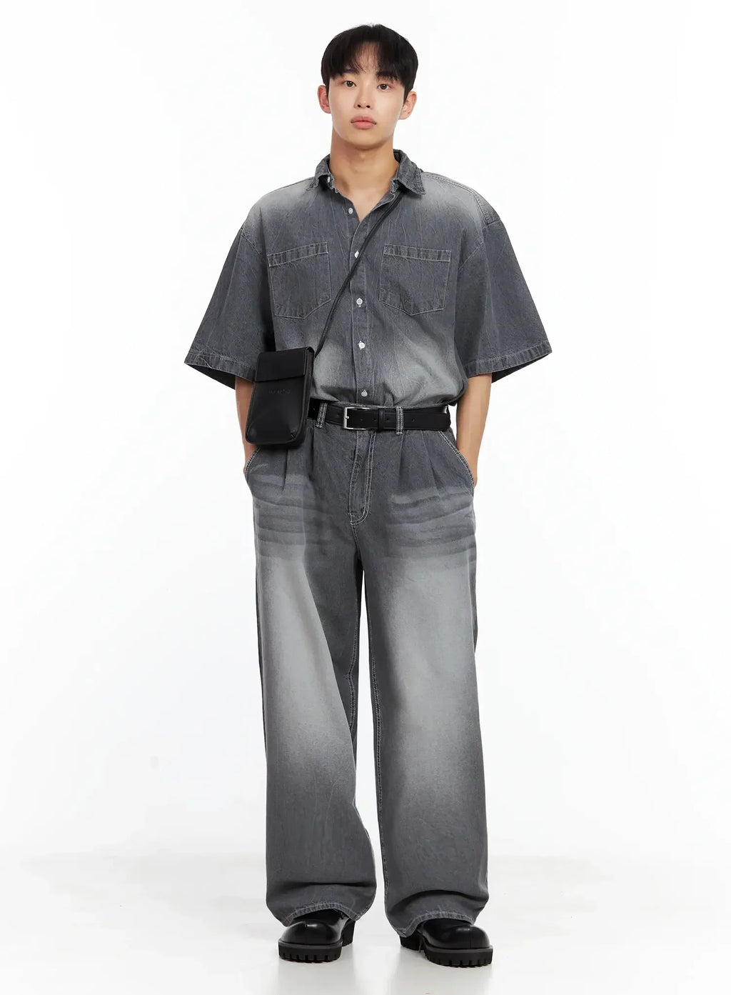 Men's Everyday Black Shoulder Bag IL516