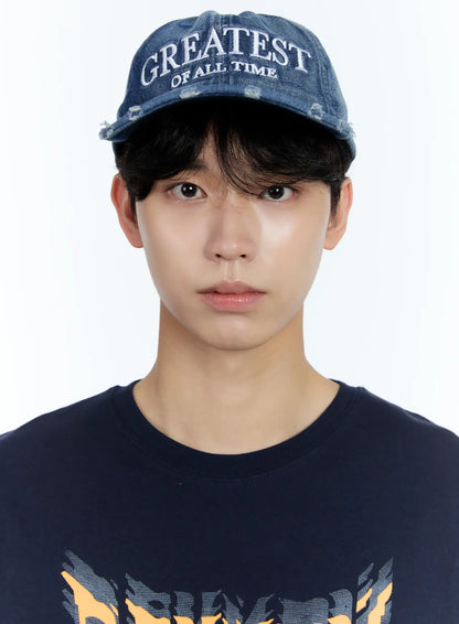 Men's Distressed Denim Baseball Cap IL529