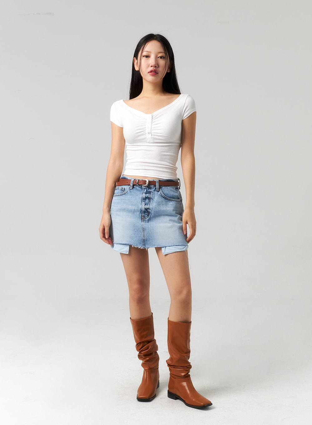 Quadratic Toe Knee-High Boots CU329