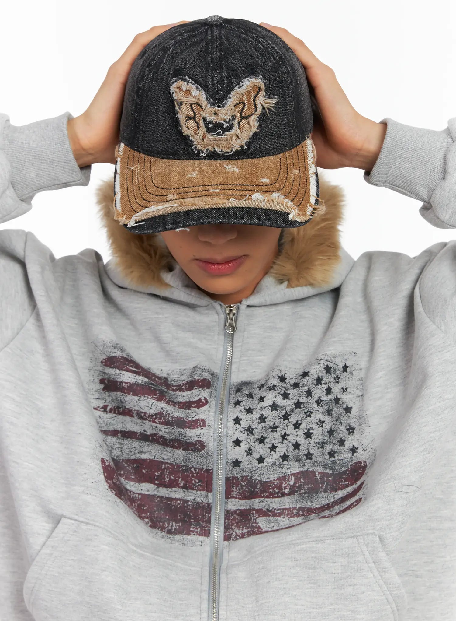 Men's Vintage Distressed Denim Baseball Cap ID511