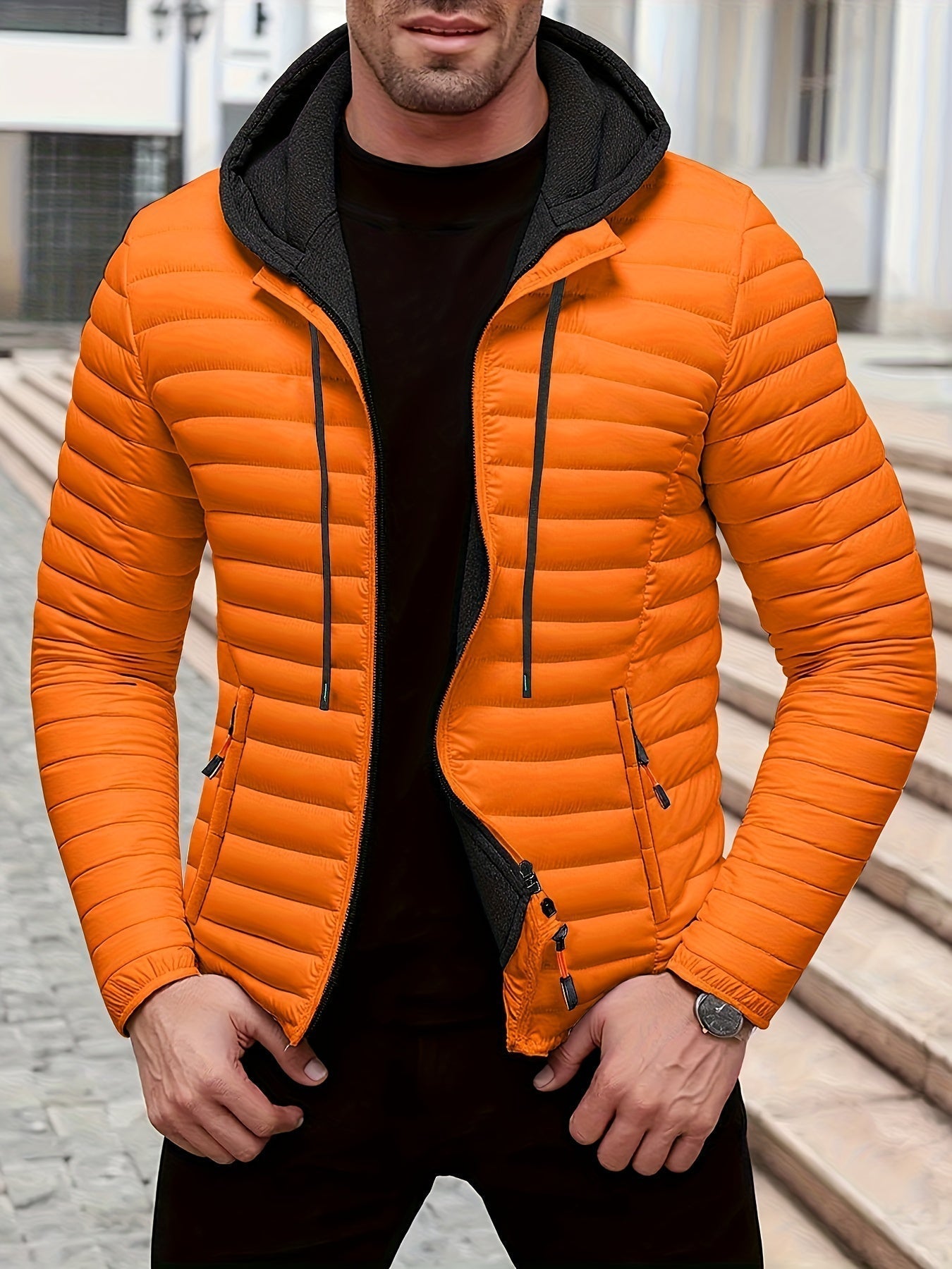 Dielmar - Quilted Hooded Jacket with Front Zip
