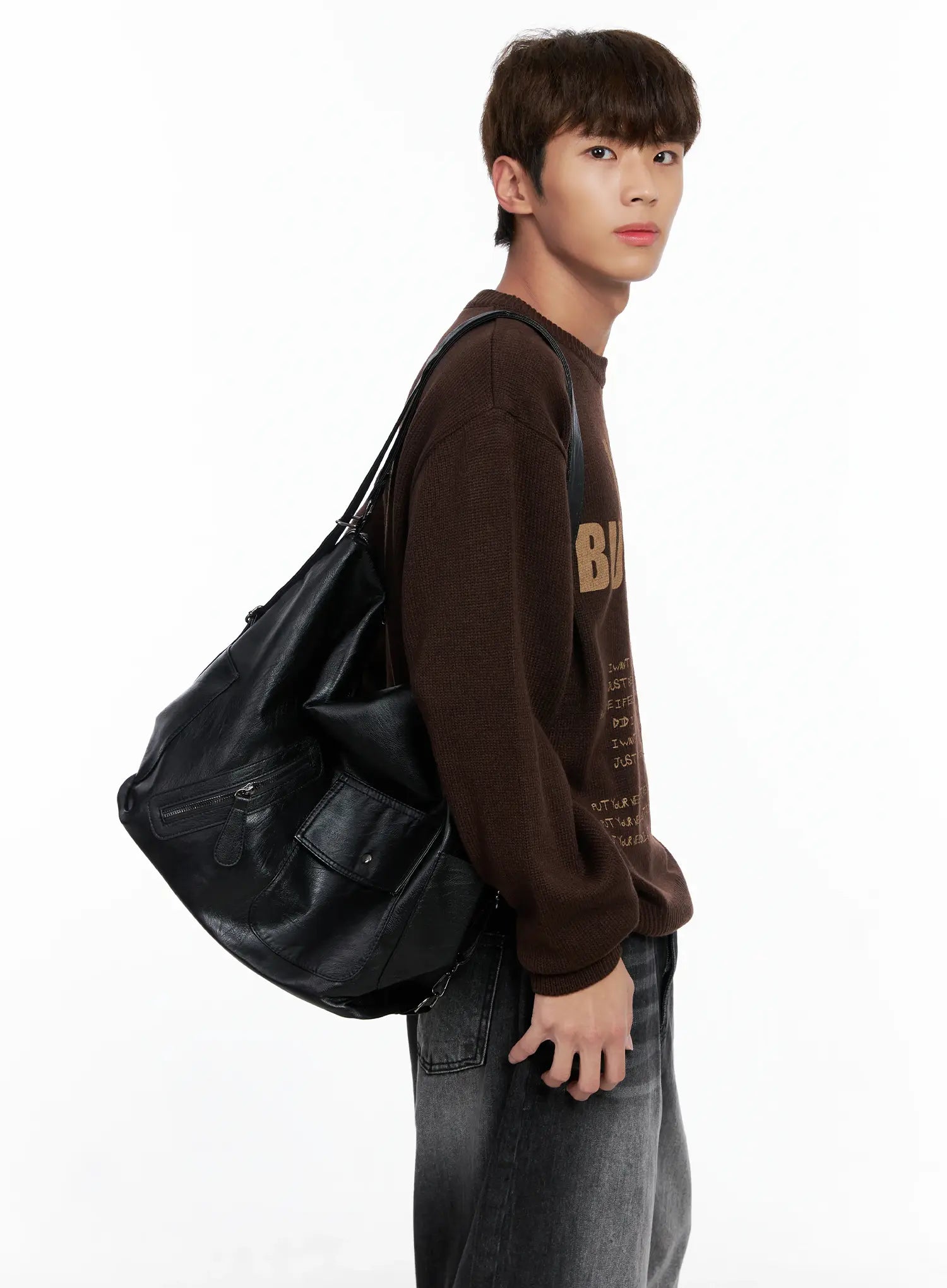 Versatile Shoulder Bag in Faux Leather IO502