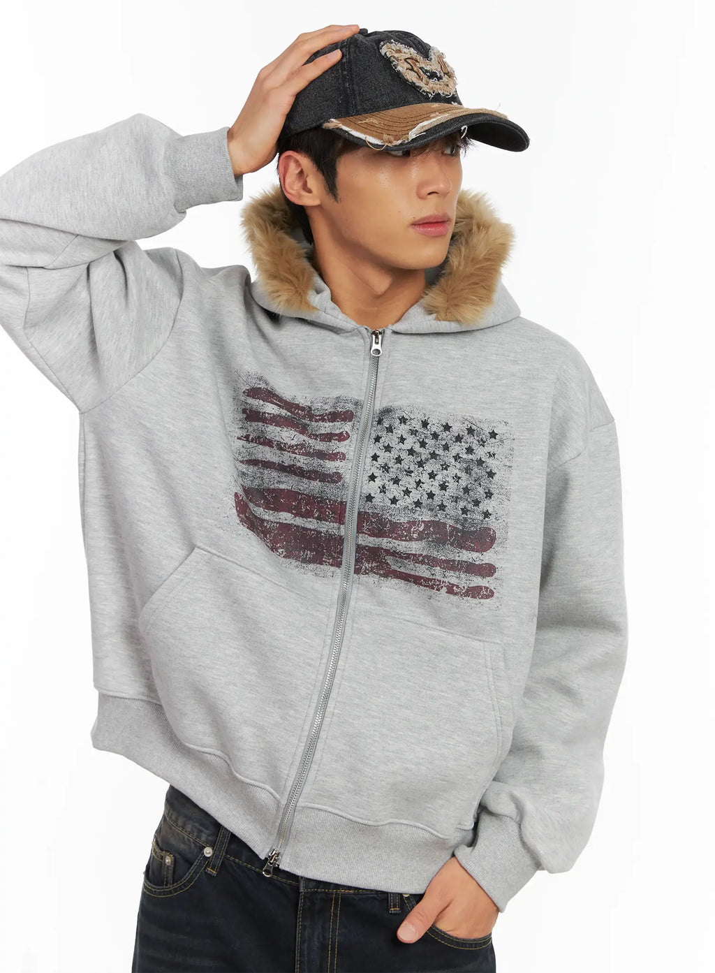 Men's Vintage Distressed Denim Baseball Cap ID511