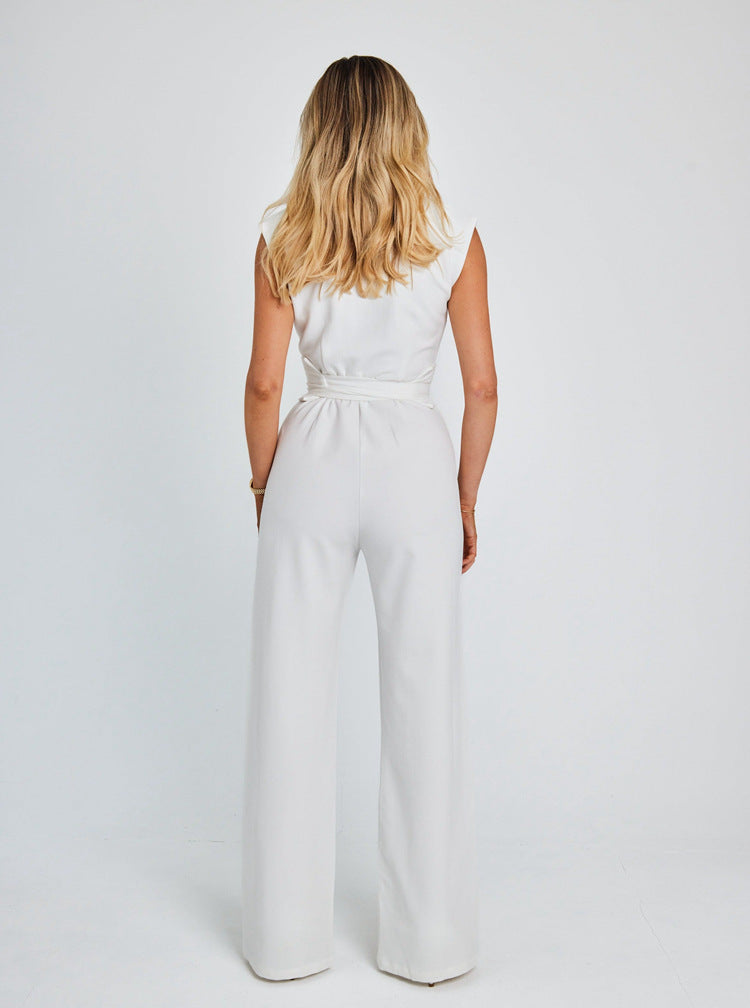 Sleeveless Jumpsuit with Wide Legs