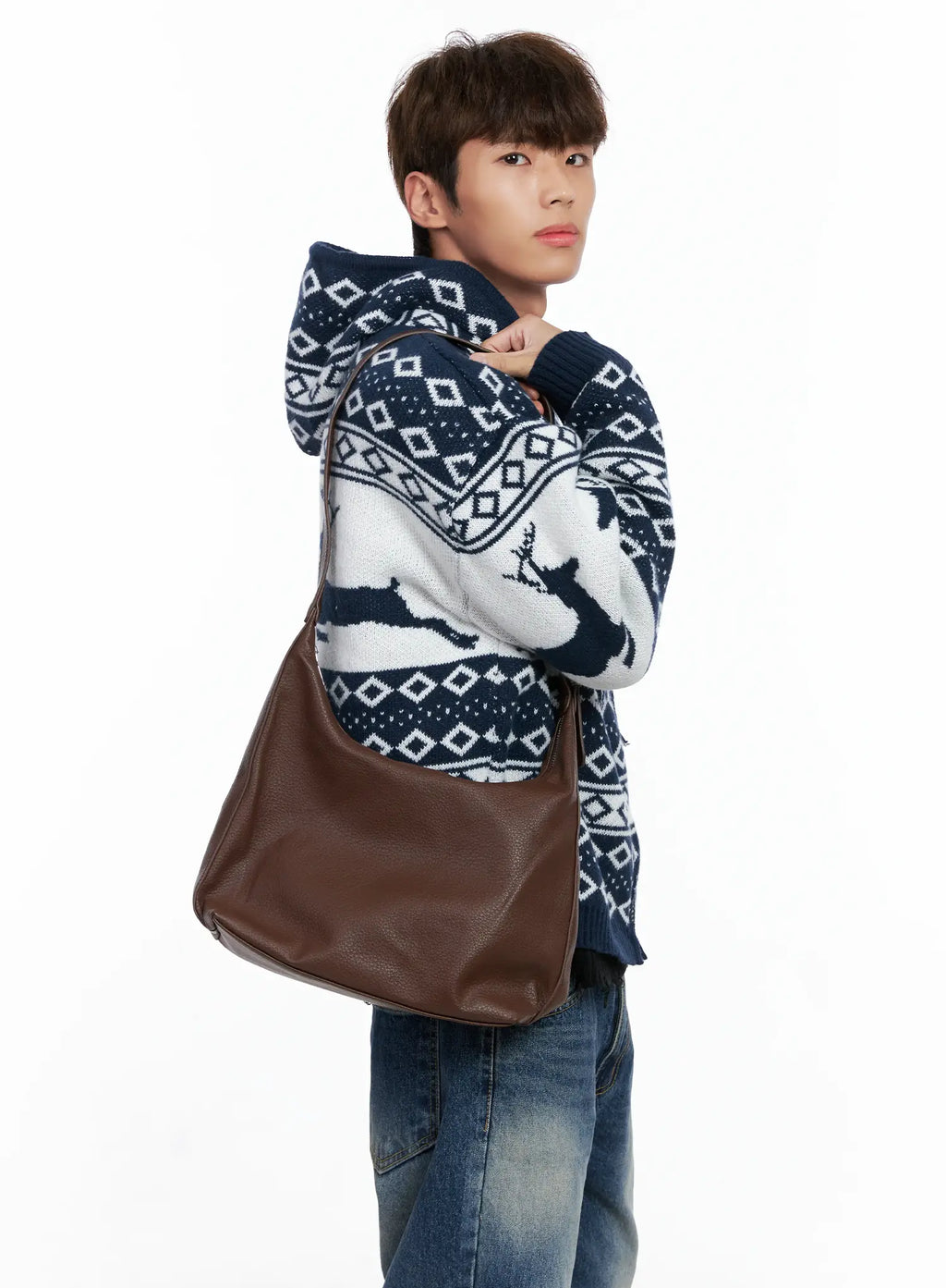 Classic Faux Leather Shoulder Bag IO502