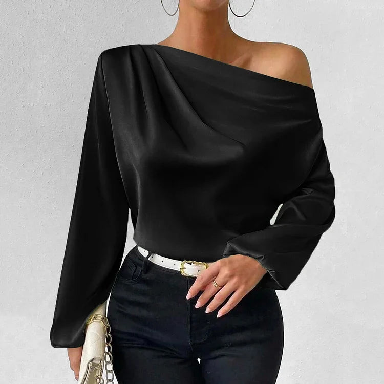 Fara | Elegant Asymmetric Satin Blouse