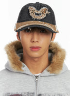 Men's Vintage Distressed Denim Baseball Cap ID511