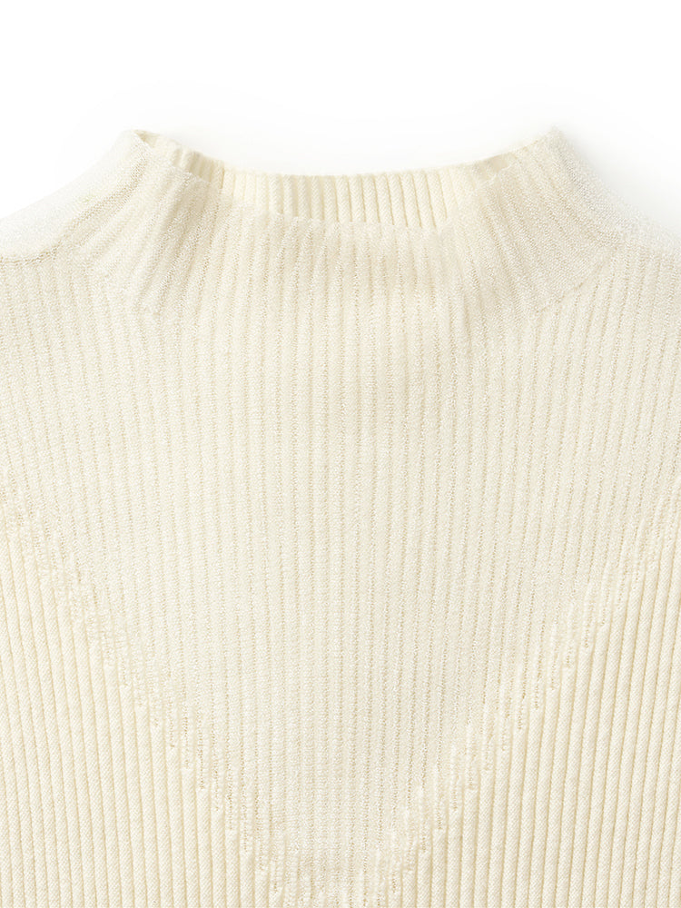 Patchwork Mock Neck Women's Knitted Sleeveless Top