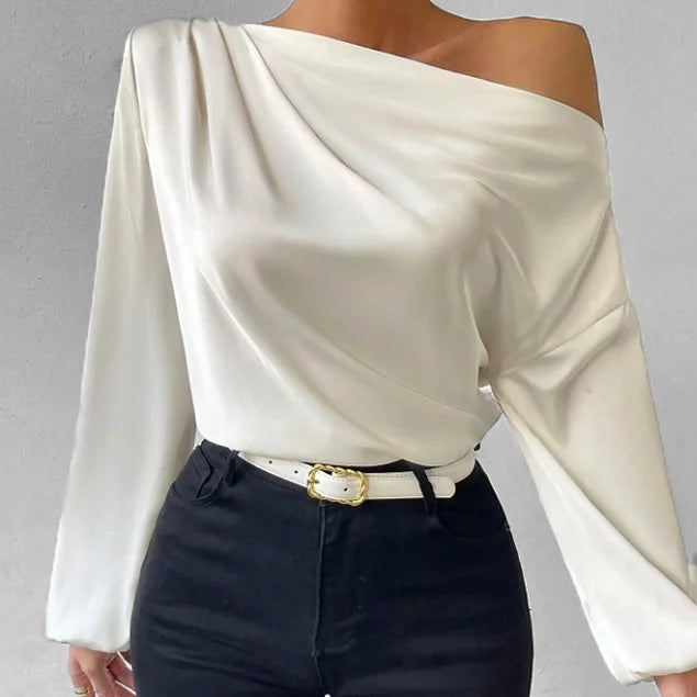 Fara | Elegant Asymmetric Satin Blouse