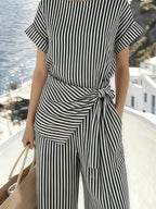 Laraisa | Striped jumpsuit with tie waist