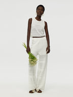 Cotton Top with Cut-Outs and Trousers - Two-Piece Set