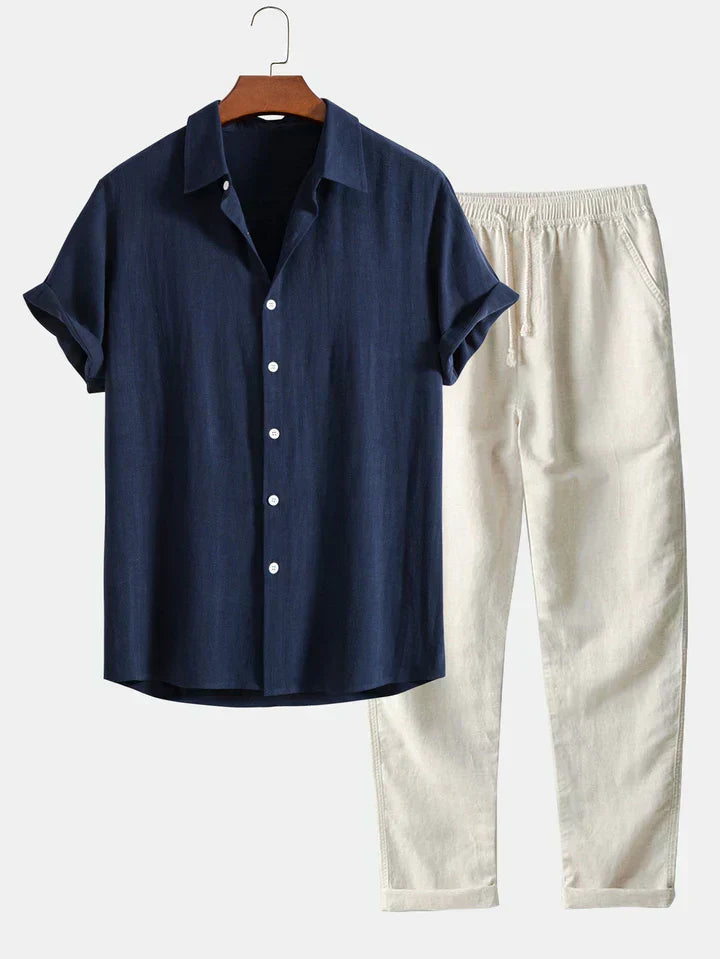 Booker – Linen Blend Shirt with Straight Trousers
