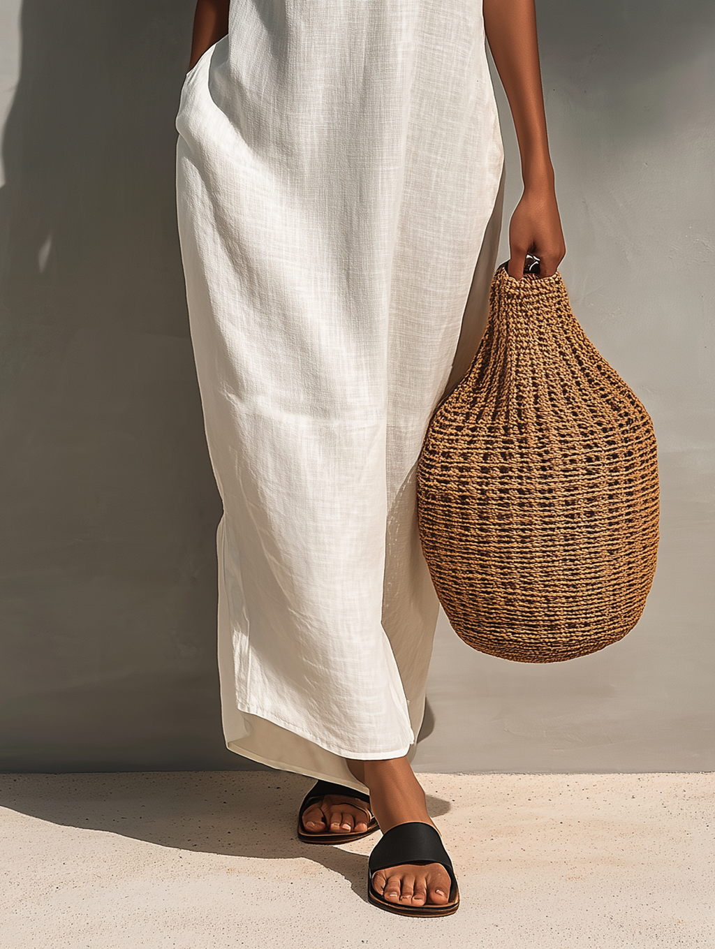 Marcelle | Maxi dress with stand collar and lace panel