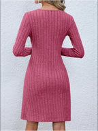 V-Neck Button-Down Dress