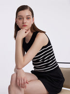 Striped Acetate and Cotton Tank Top