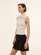 Women's Knit Top with Mock Collar in Tencel Blend