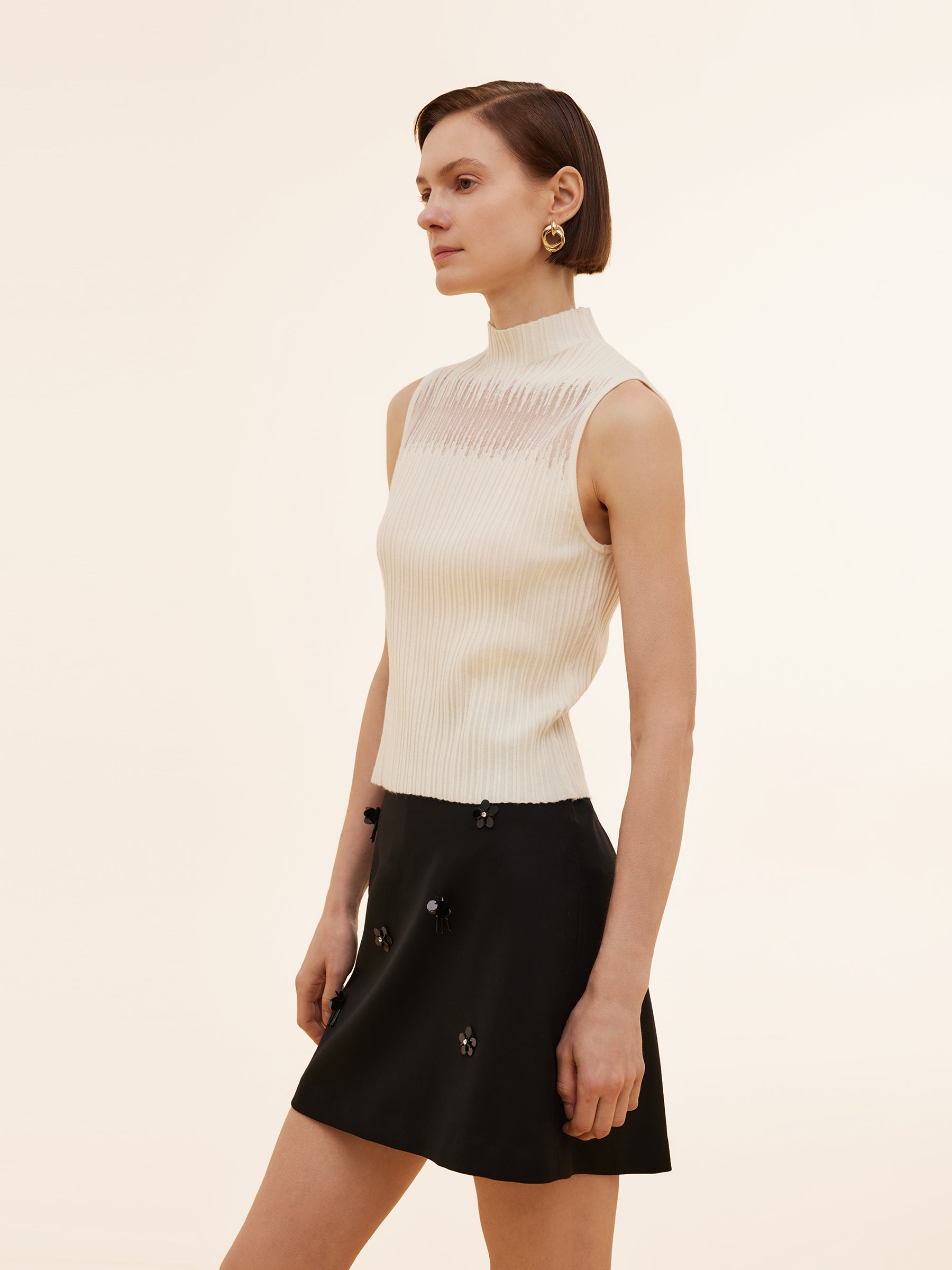 Women's Knit Top with Mock Collar in Tencel Blend