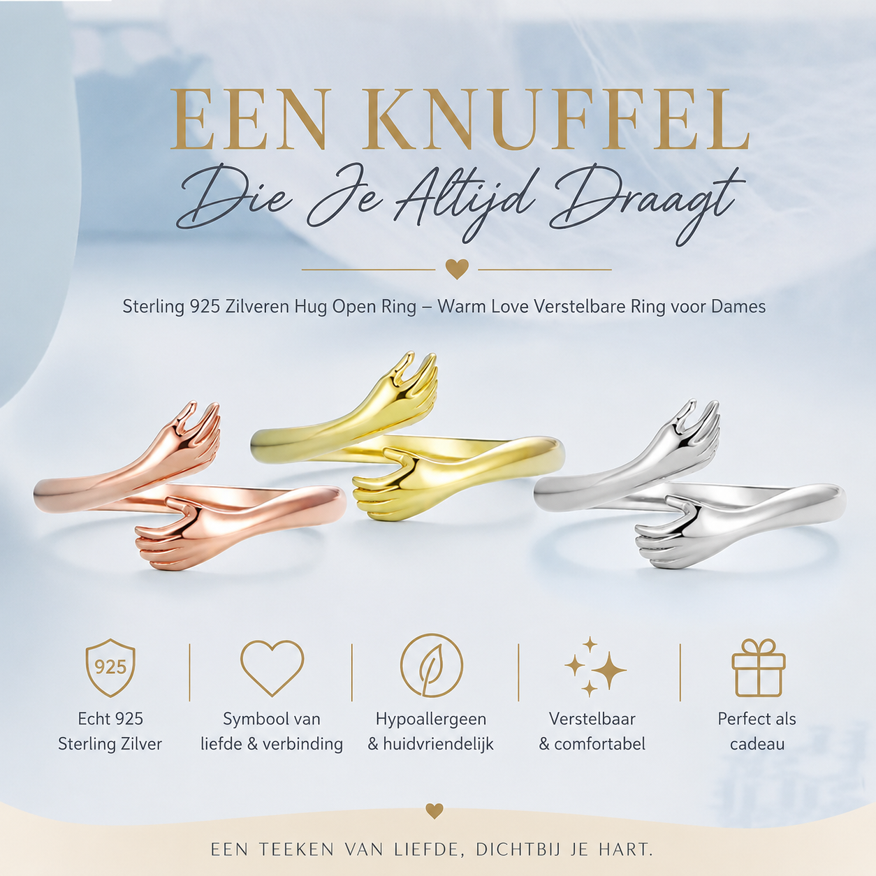 Mila | Sterling 925 Zilveren Open Hug Ring