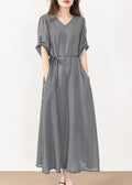Freja | Long Dress in French Check Pattern