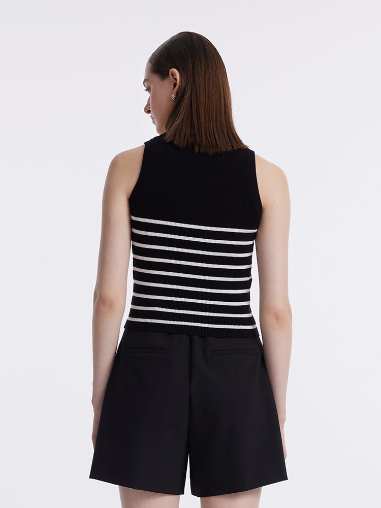 Striped Acetate and Cotton Tank Top