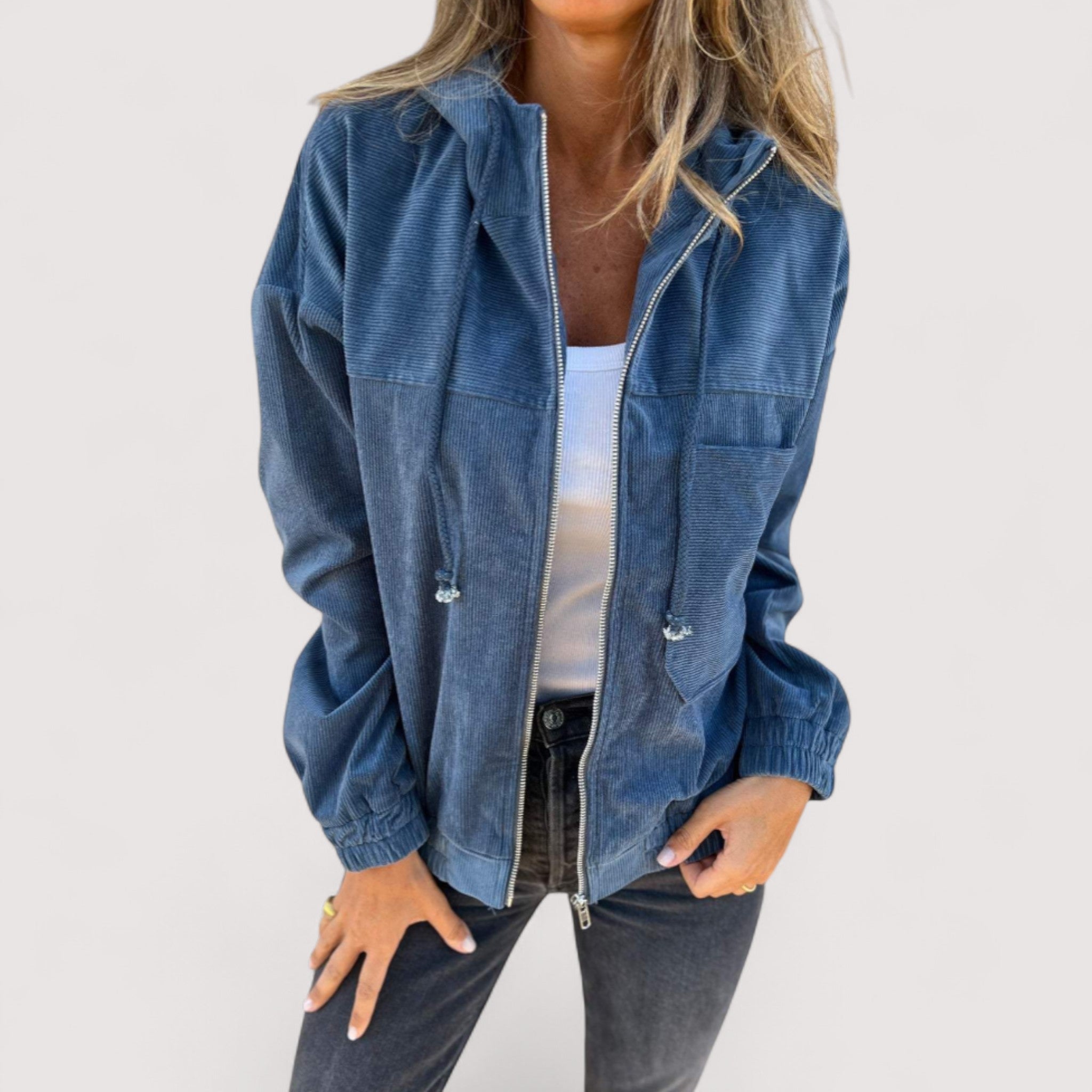 Marta Women's Cord Hooded Jacket – Casual, Warm & Comfortable