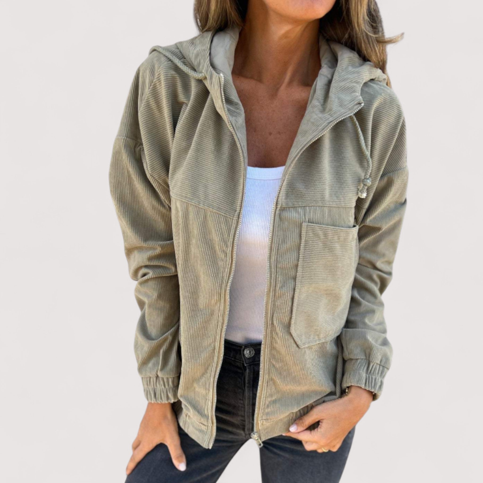 Marta Women's Cord Hooded Jacket – Casual, Warm & Comfortable