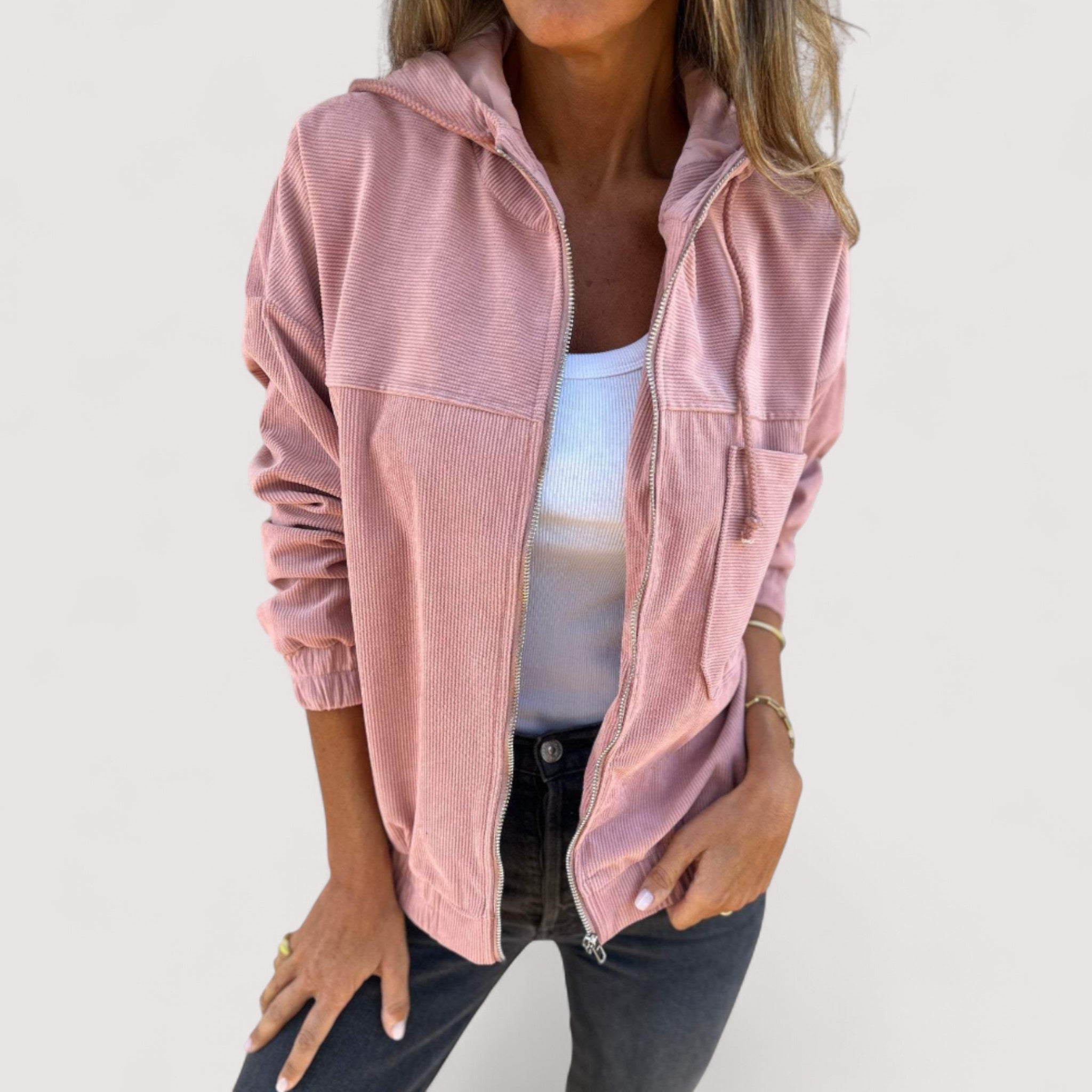 Marta Women's Cord Hooded Jacket – Casual, Warm & Comfortable