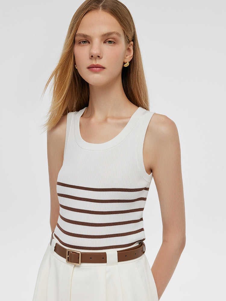 Striped Acetate and Cotton Tank Top