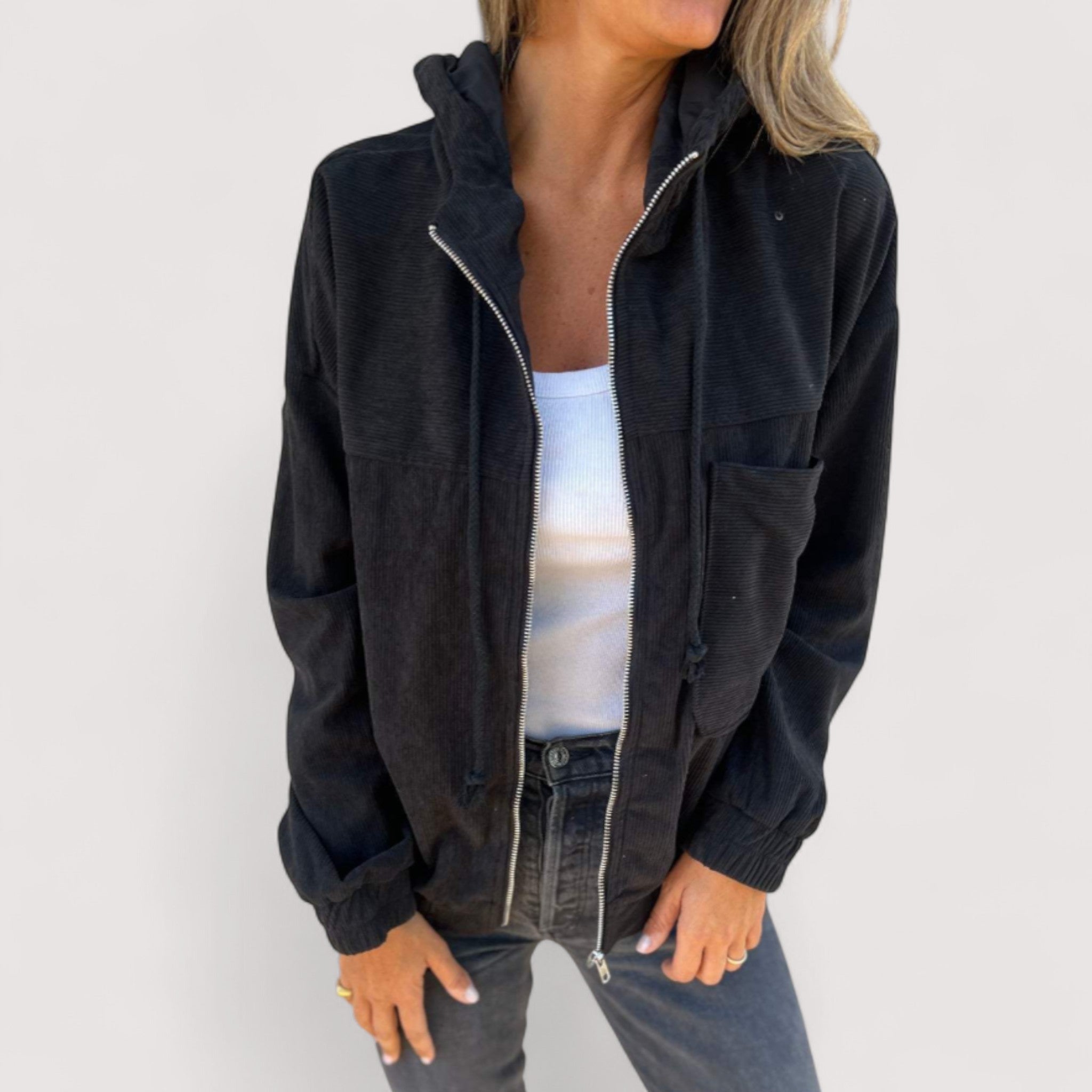 Marta Women's Cord Hooded Jacket – Casual, Warm & Comfortable