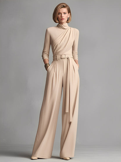 Sage | Cotton Jumpsuit in Neutral Colours with Gathered Waist