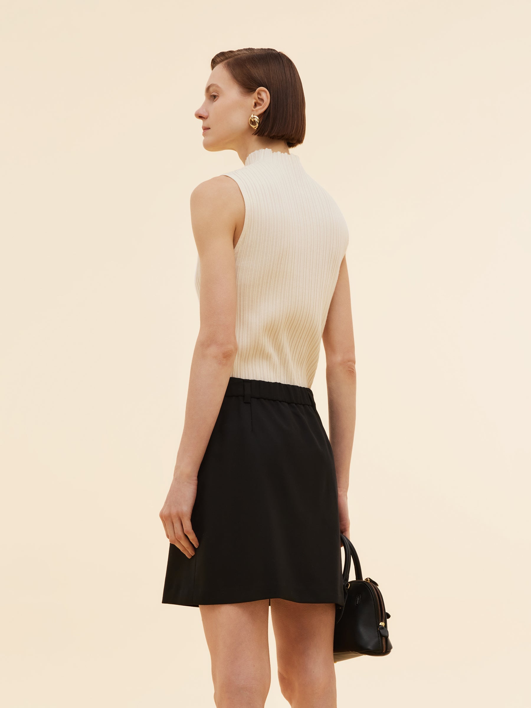 Women's Knit Top with Mock Collar in Tencel Blend