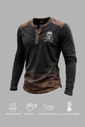 Casual Henley Long-Sleeve T-Shirt with Pattern