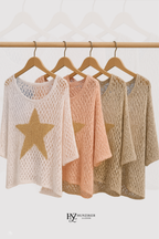 Dana | Round Neck Crochet Knit Mesh Top