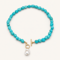Lily | Natuurlijke turquoise gevormde parel hanger ketting
