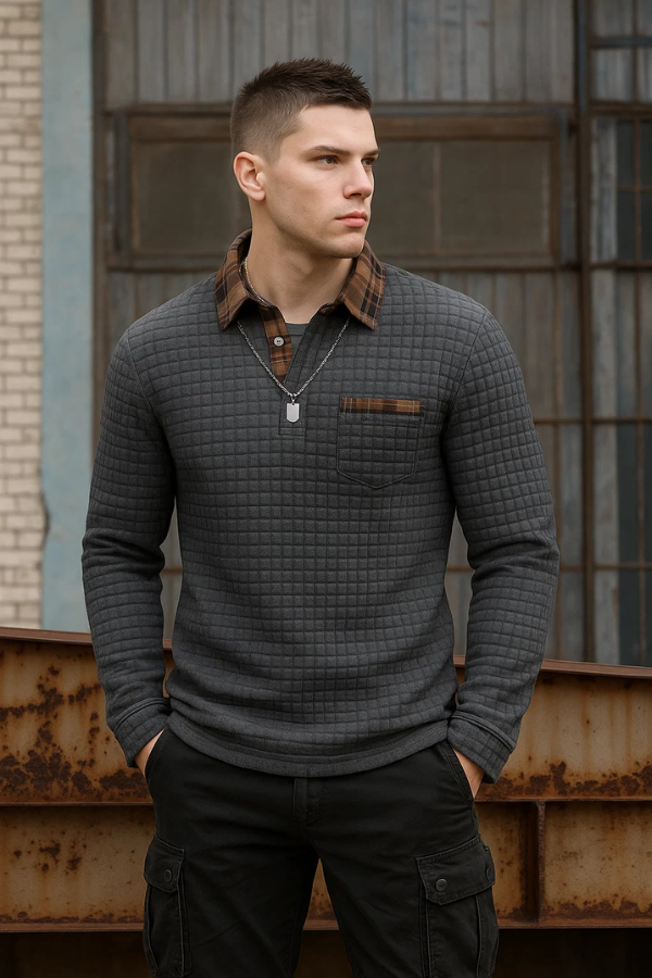 Henry | Structured Check Pattern & Long Sleeve Polo