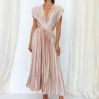 Lisi Maxi Dress with V-Neck and Pleats