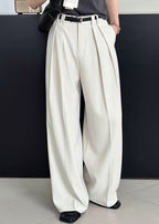 2025 New Beige High-Waisted Trousers with Pockets for Summer