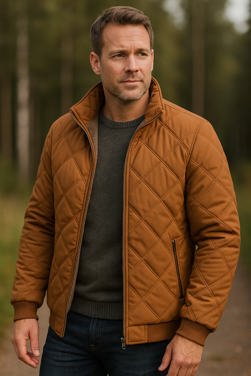 Orlando | Jacket with Diamond Pattern and Stand-Up Collar