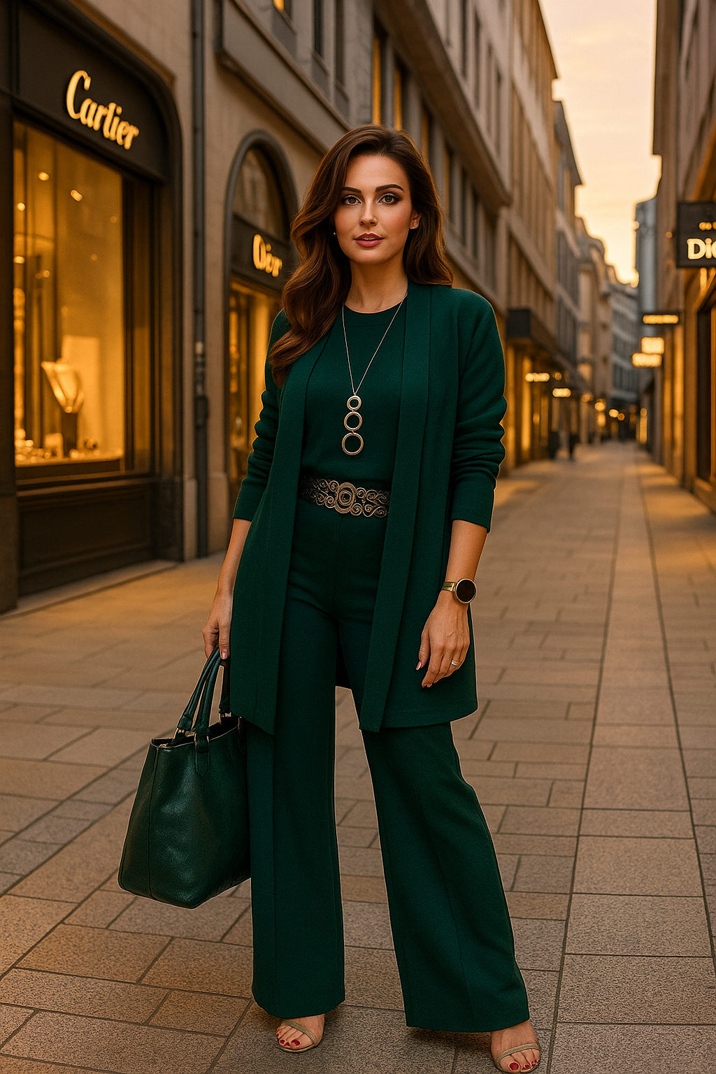 Evanna | 3-Piece Set – Basic Top, Cardigan & Straight Trousers