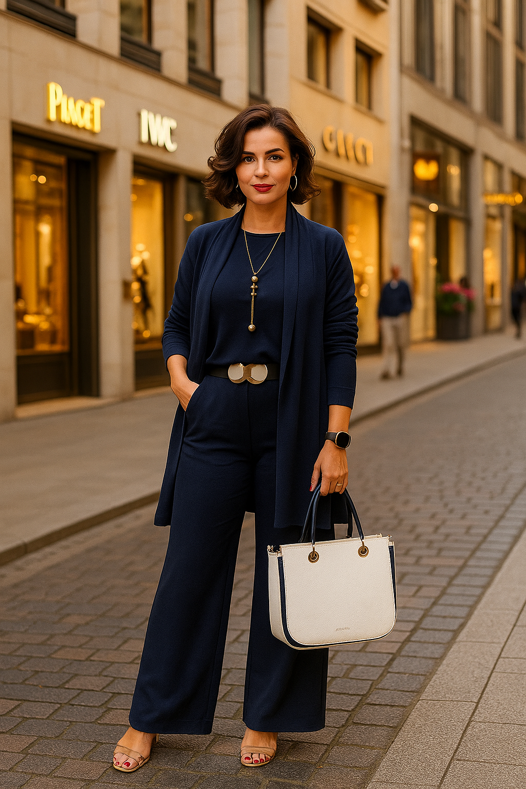 Evanna | 3-Piece Set – Basic Top, Cardigan & Straight Trousers