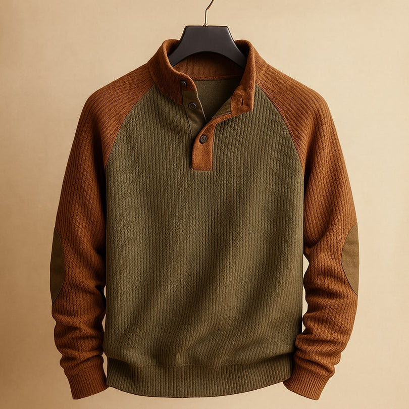 Raziel | Casual Long Sleeve Knit Shirt with Stand-Up Collar
