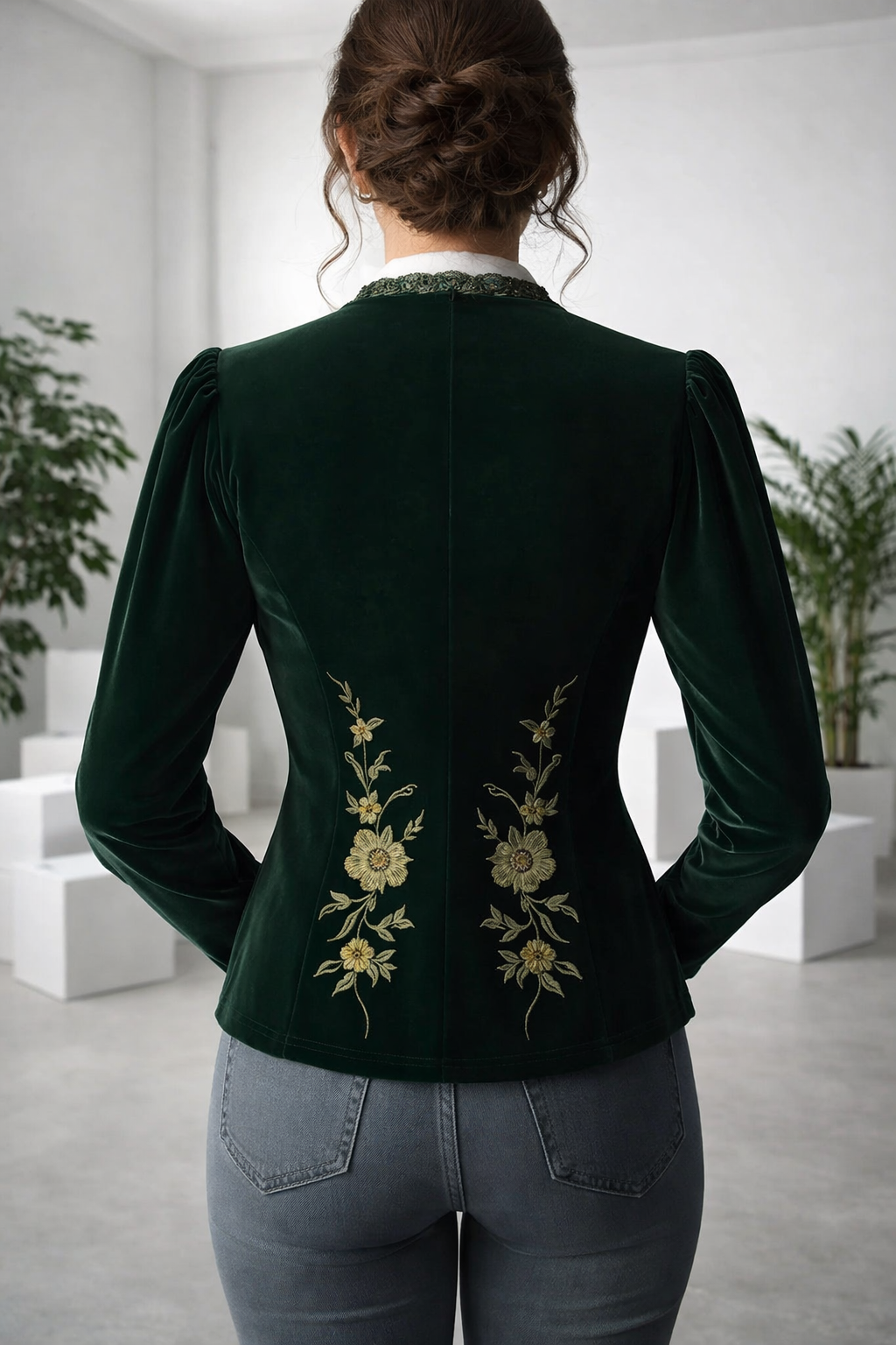 ELINA | Velvet Blouse with V-Neck
