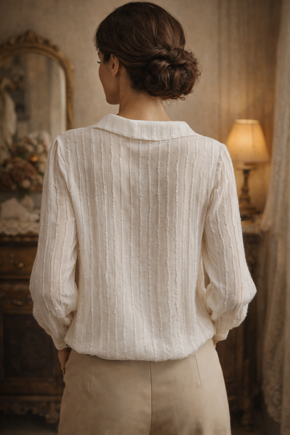 Vina | Vintage Blouse with Pearl & Rhinestone Details