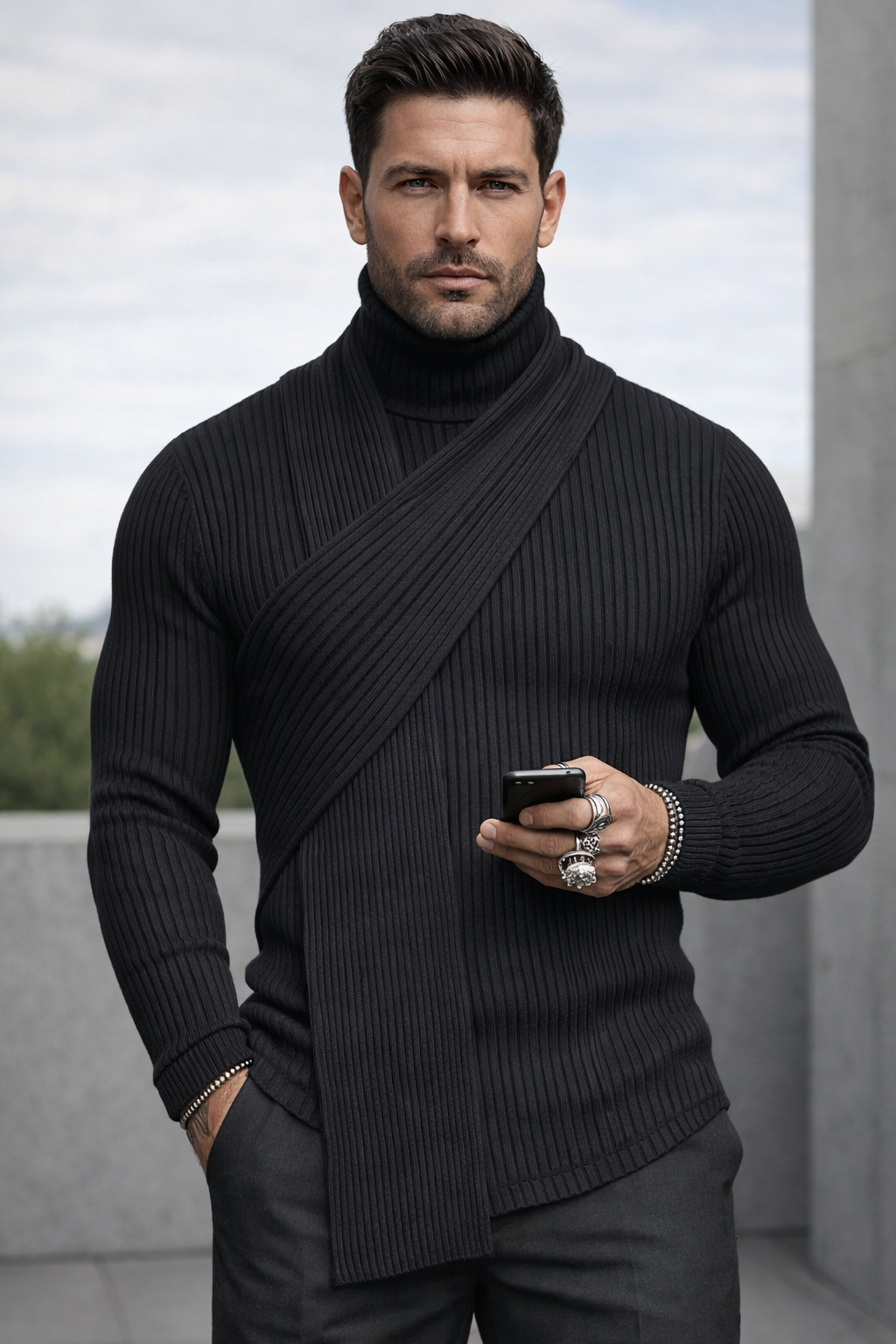 Elin | Minimal Roll Neck Top