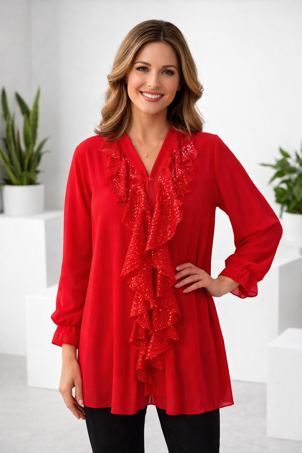 Long-Sleeved | Chiffon Top