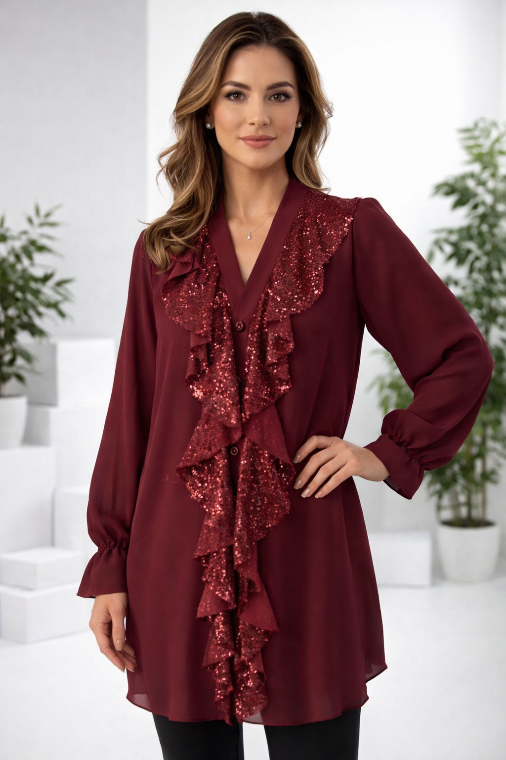 Long-Sleeved | Chiffon Top